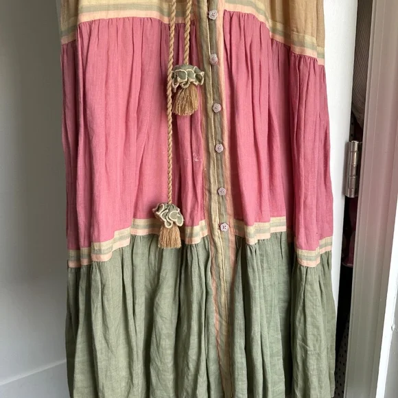 Color block floral ruffle midi dress - Picture 2 of 3